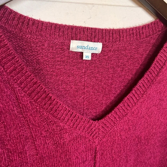 Sundance Raspberry Ribbed Cotton Blend Long Sleeved Sweater, Women’s Size XS - Picture 3 of 7
